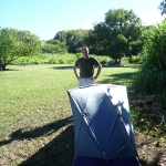 Jed and the 1 person tent at Kipahulu campground