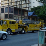 A surfboard on a ladder truck, really?