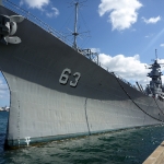 USS Missouri from the dock