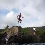 Jed dock jumping at Kealakekua Bay