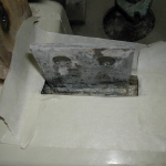 Steel beam bulkhead tab after a coat of Ospho rust treatment